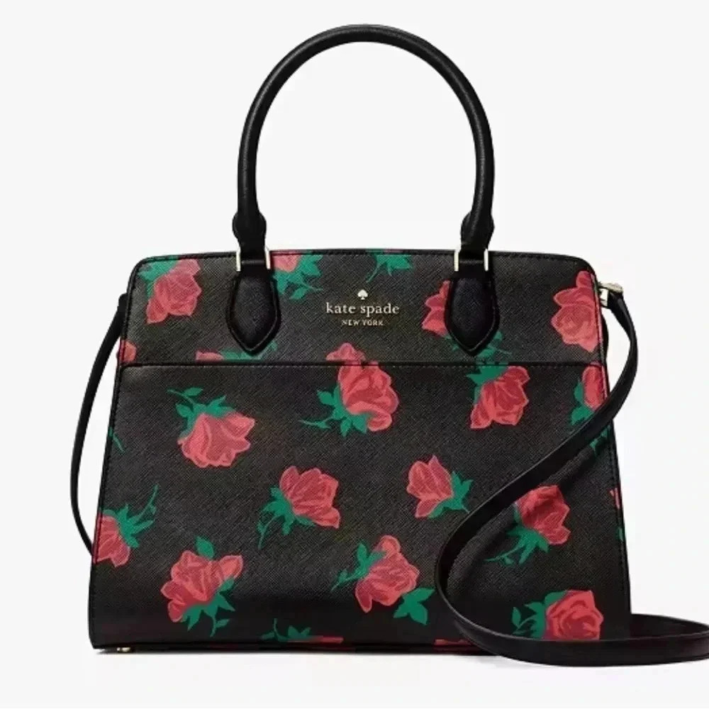 Kate Spade Madison Rose Toss Printed Medium Satchel Nwt